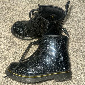 Dr Martens kids Black Glitter Boots